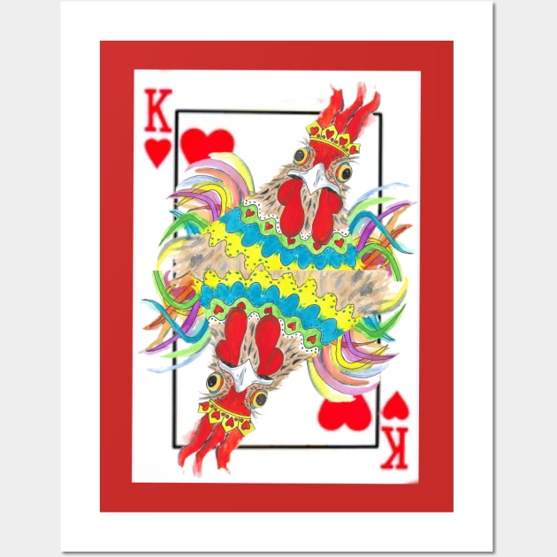 King Of Hearts Rooster playing card Wall Art by Marjansart 